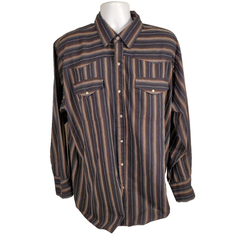Canyon Guide Outfitters Mens 2XL Pearl Snap Western Shirt Black Long Sleeve